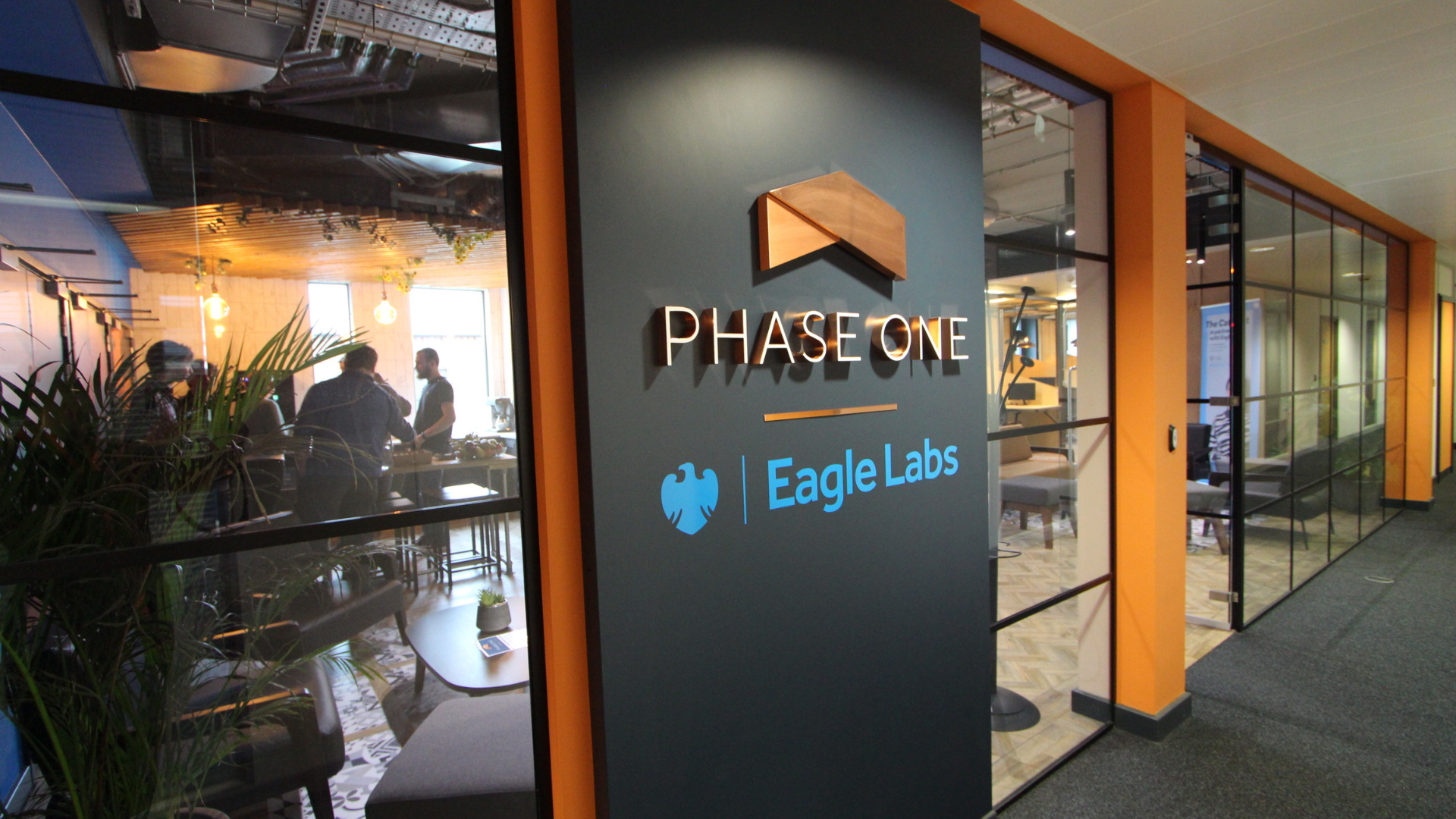 Barclays Eagle Labs York signage at Phase One Workspace Doors
