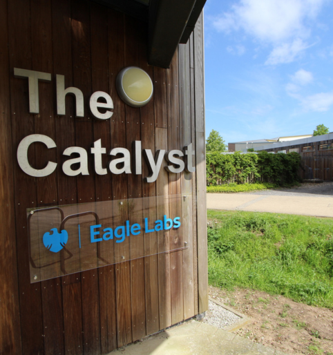 Barclays Eagle Labs York signage at The Catalyst Entrance - University of York
